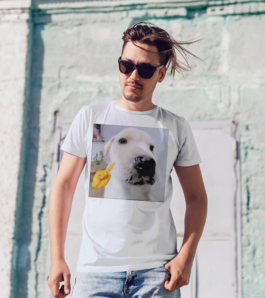 Mewing Cringe Cute Dog Meme Emoji Interaction T-Shirt