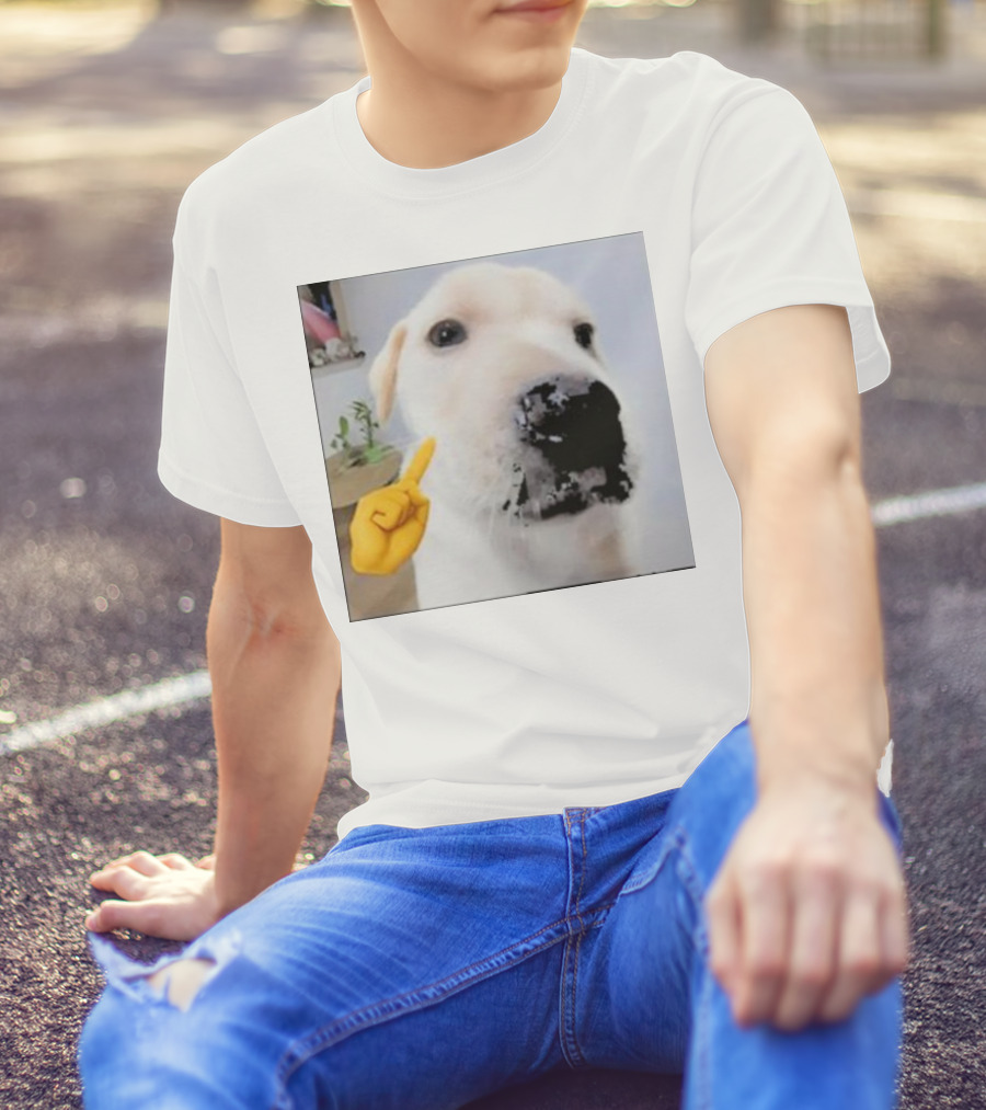 Mewing Cringe Cute Dog Meme Emoji Interaction T-Shirt