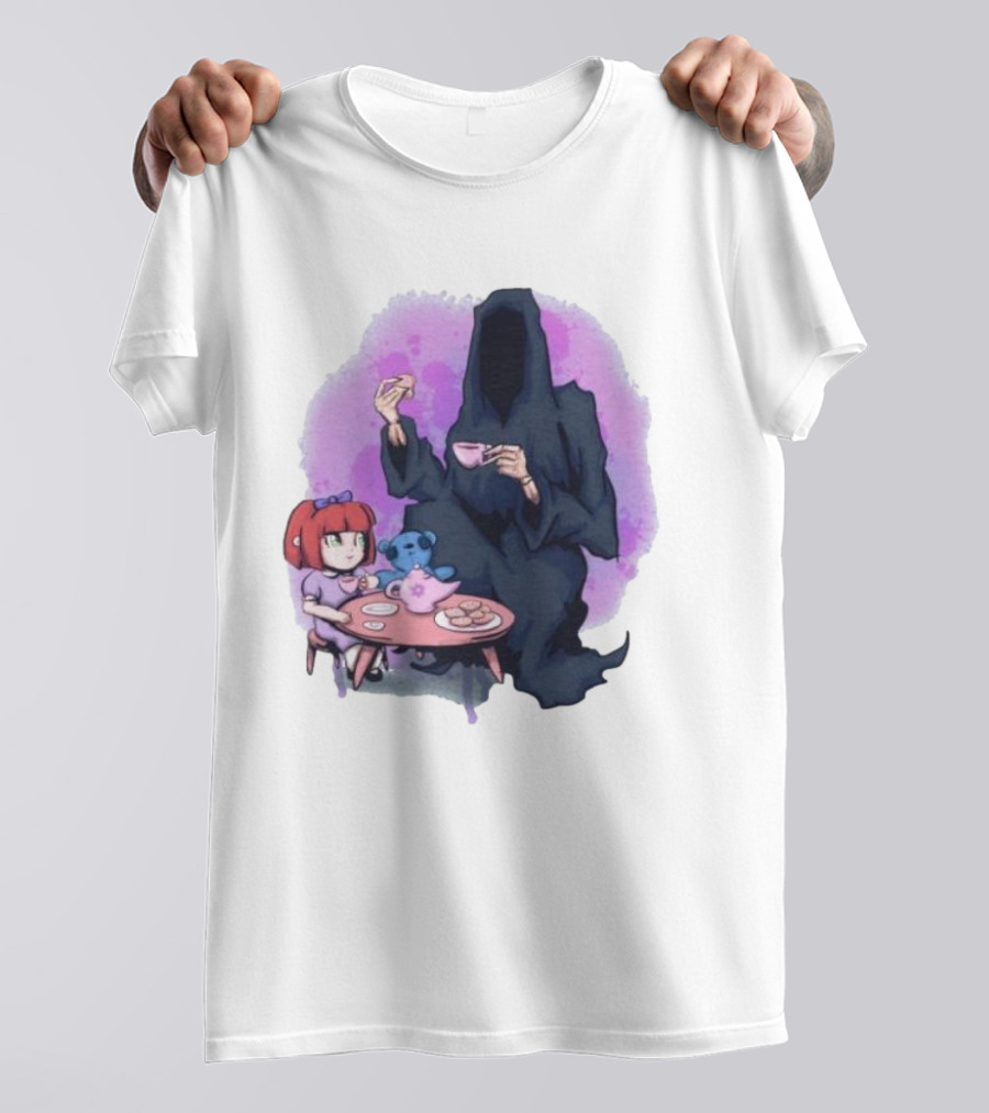 Tea Party With Grim Reaper And Little Girl T-Shirt