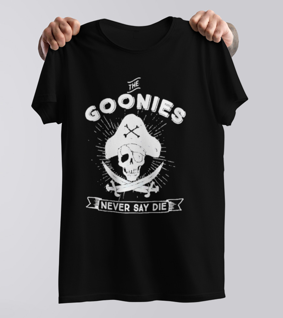 The Goonies Never Say Die Pirate Skull Crossed Swords T-Shirt