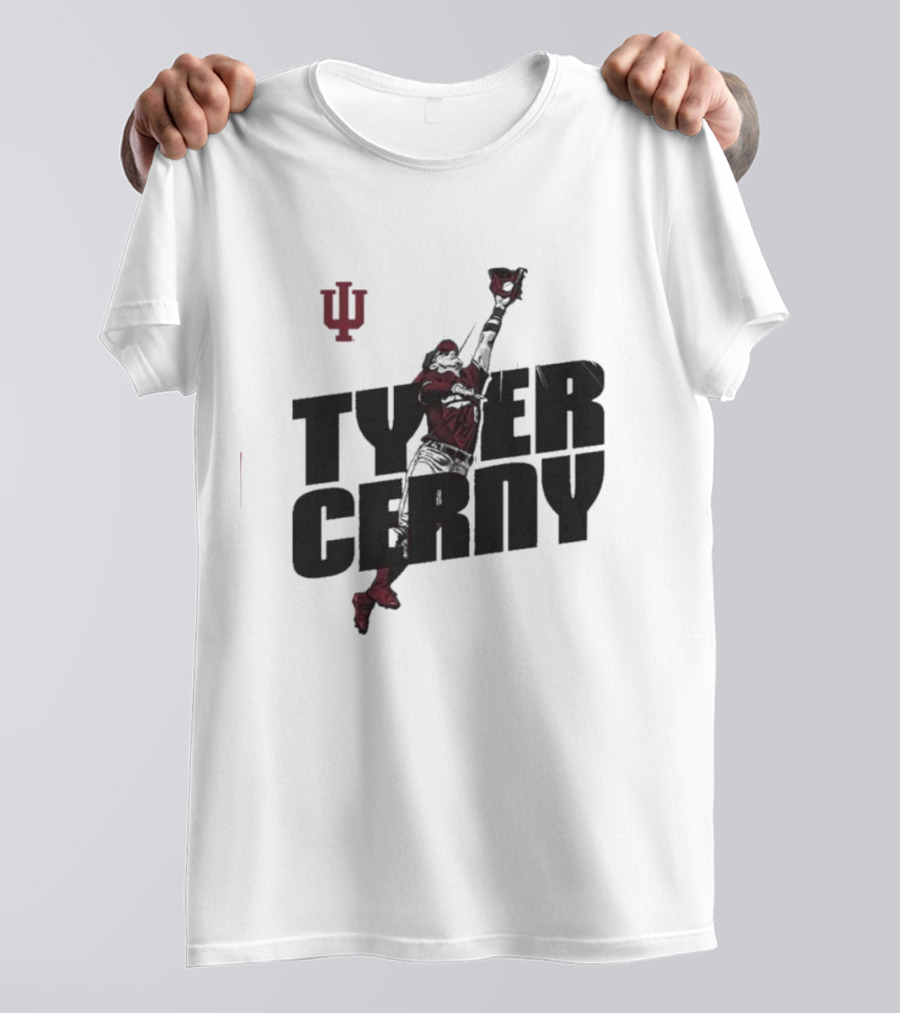 Tyler Cerny Baseball Indiana University Jumping Catch T-Shirt