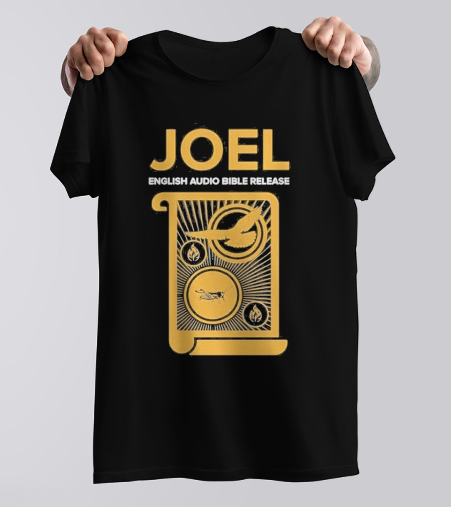 JOEL English Audio Bible Release Scroll Locust Bird Flame Icons T-Shirt