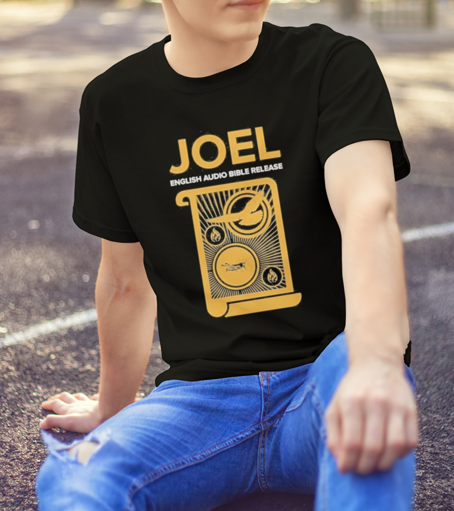 JOEL English Audio Bible Release Scroll Locust Bird Flame Icons T-Shirt