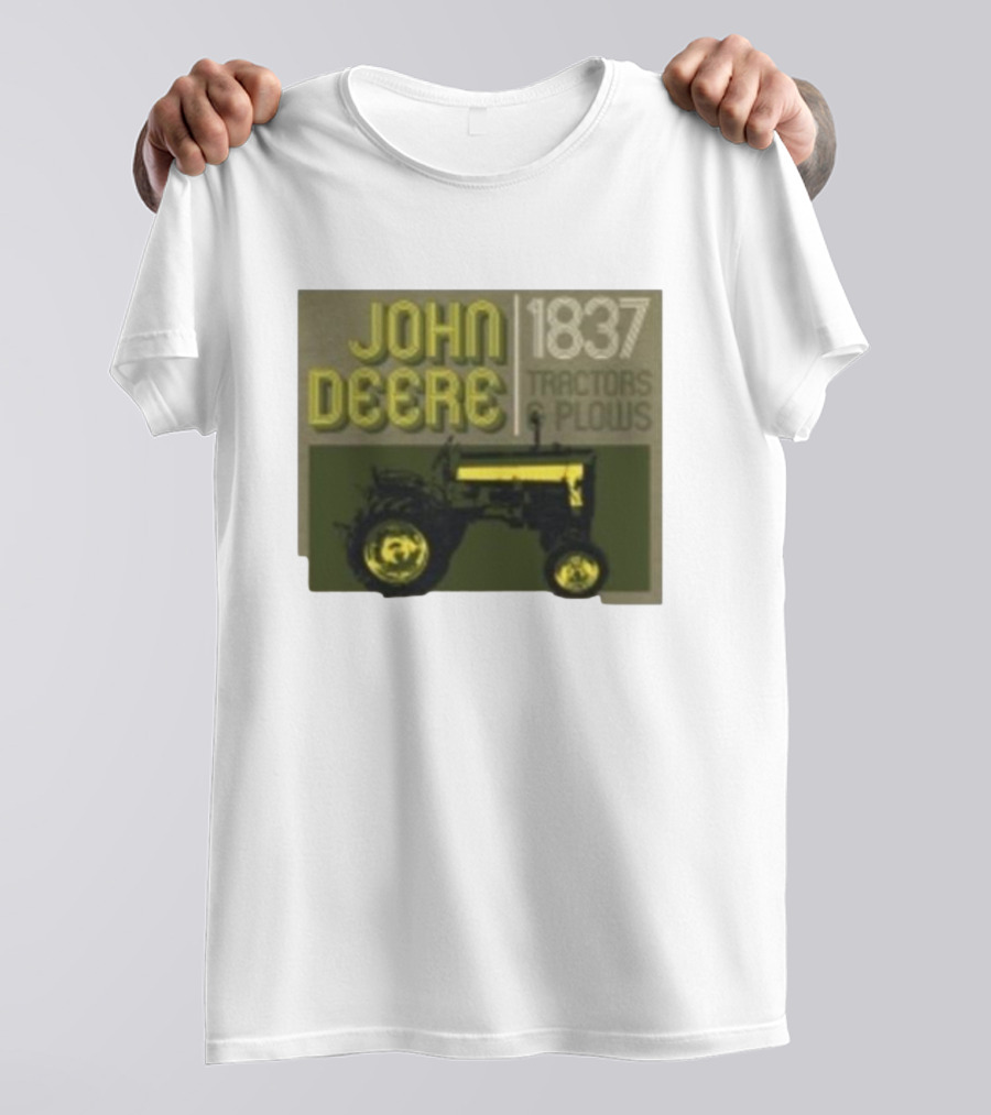 John Deere 1837 Tractors Plows Vintage Logo With Green Tractor Iconic T-Shirt