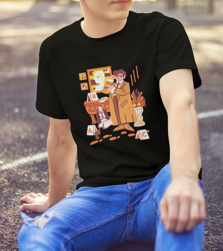 Just One More Thing Columbo Detective Classic Scene With Dog And ABC Cards T-Shirt