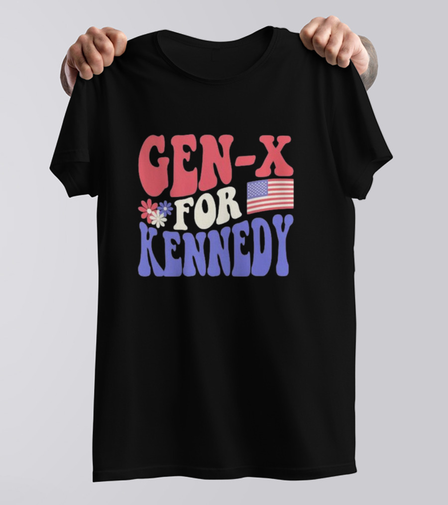 Gen-X For Kennedy American Flag Flower Power T-Shirt