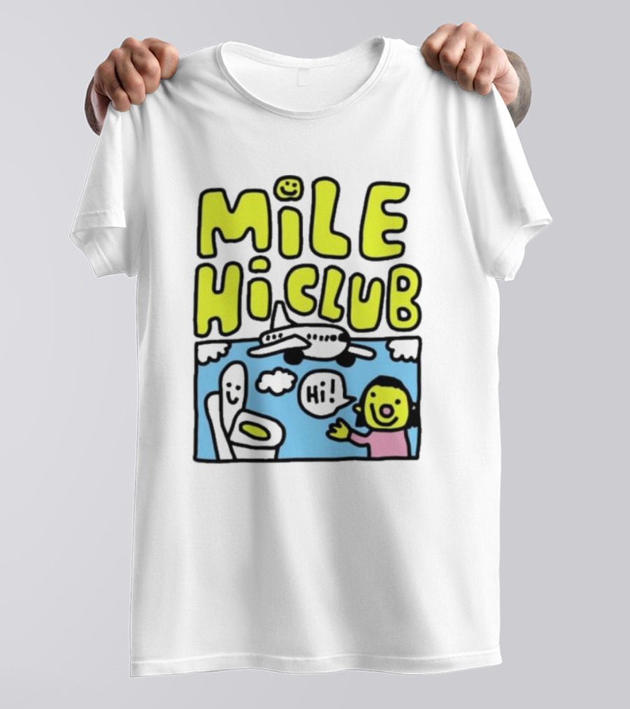 Mile Hi Club Airplane Bathroom Cartoon Hi Smiley Face T-Shirt