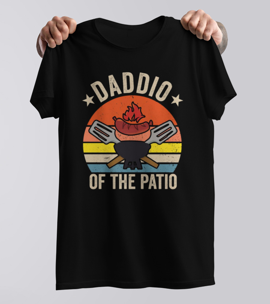 Daddio Of The Patio Vintage BBQ Grill And Sausages Retro T-Shirt