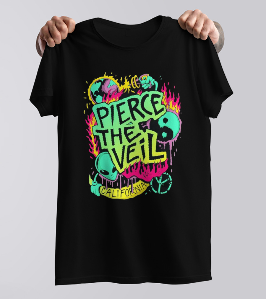 Pierce The Veil California Alien Peace Planet Flame T-Shirt