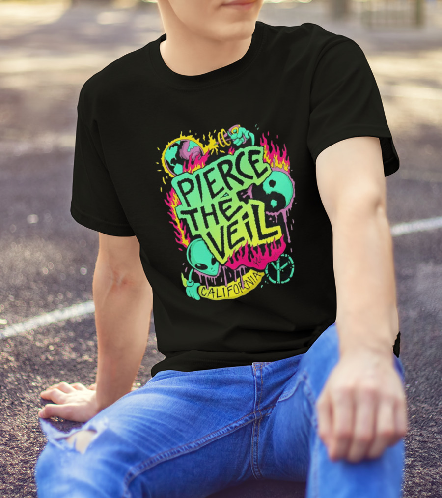 Pierce The Veil California Alien Peace Planet Flame T-Shirt