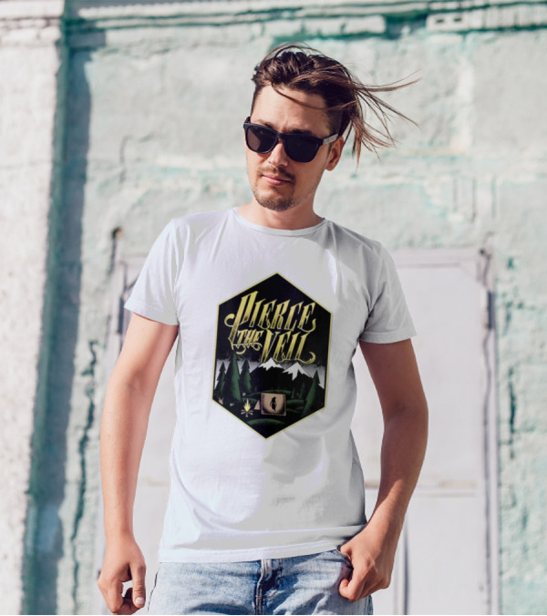 Pierce The Veil Mountain Tent Campfire Forest Scene T-Shirt