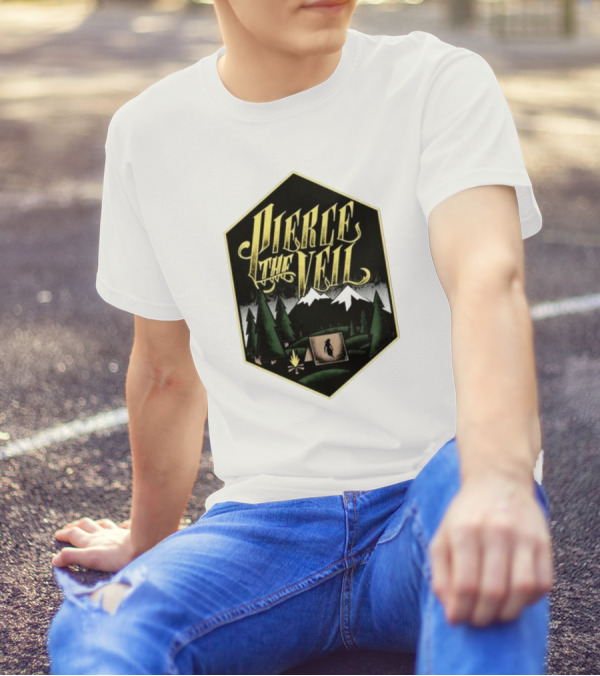 Pierce The Veil Mountain Tent Campfire Forest Scene T-Shirt