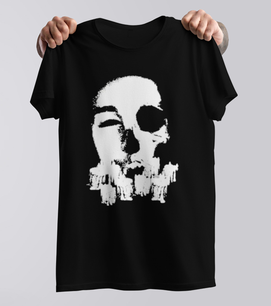 Turnabout Grayscale Face With Abstract Text T-Shirt