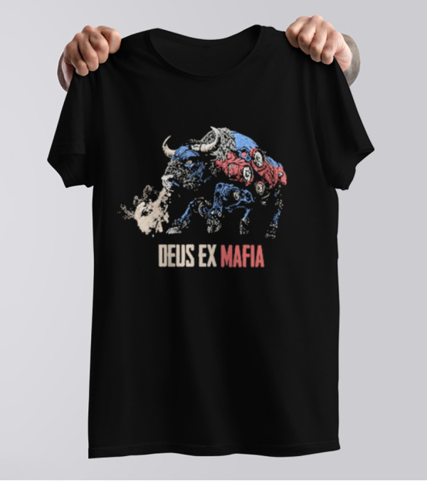 Deus Ex Mafia Volume 15 5 Stylized Bison Graphic With Steam And Mechanical Features T-Shirt