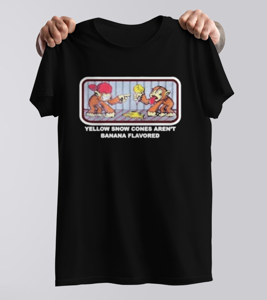 Yellow Snow Cones Aren't Banana Flavored Cartoon Monkey Humor T-Shirt