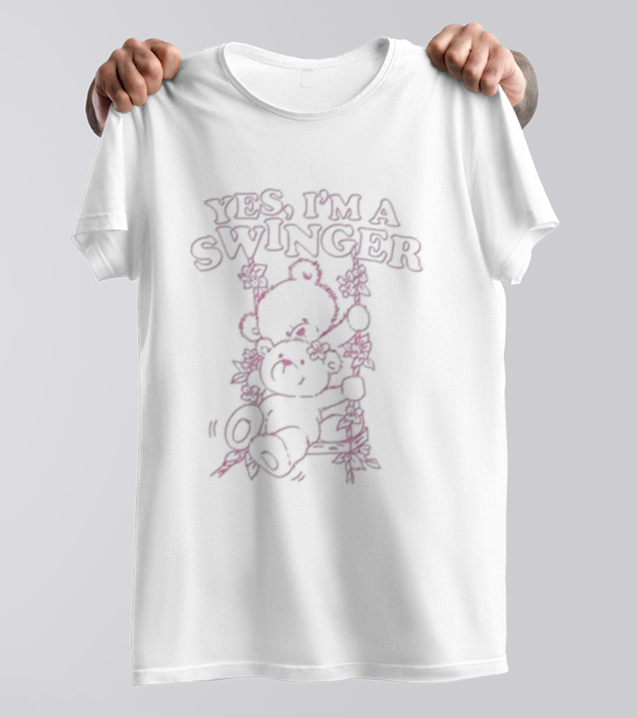 YES I'M A SWINGER BEAR ON SWING WITH FLOWERS T-Shirt