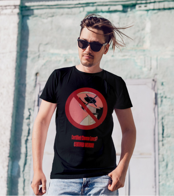 Certified Cheese Lover Certified Weirdo Dj Spitz No Face Silhouette In Red Circle T-Shirt