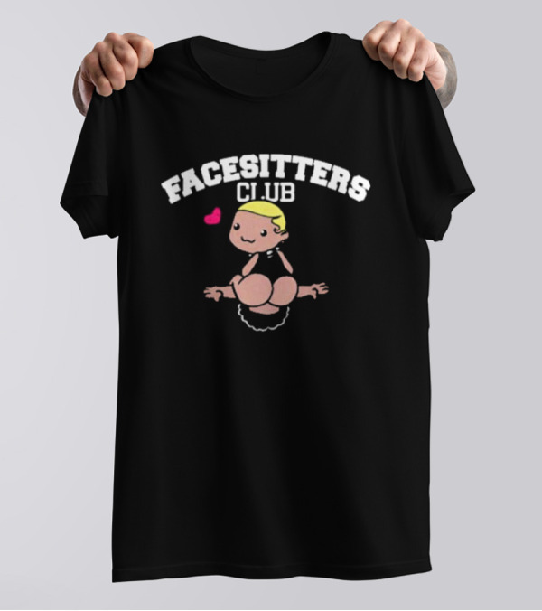 Facesitters Club Cute Cartoon With Pink Heart T-Shirt