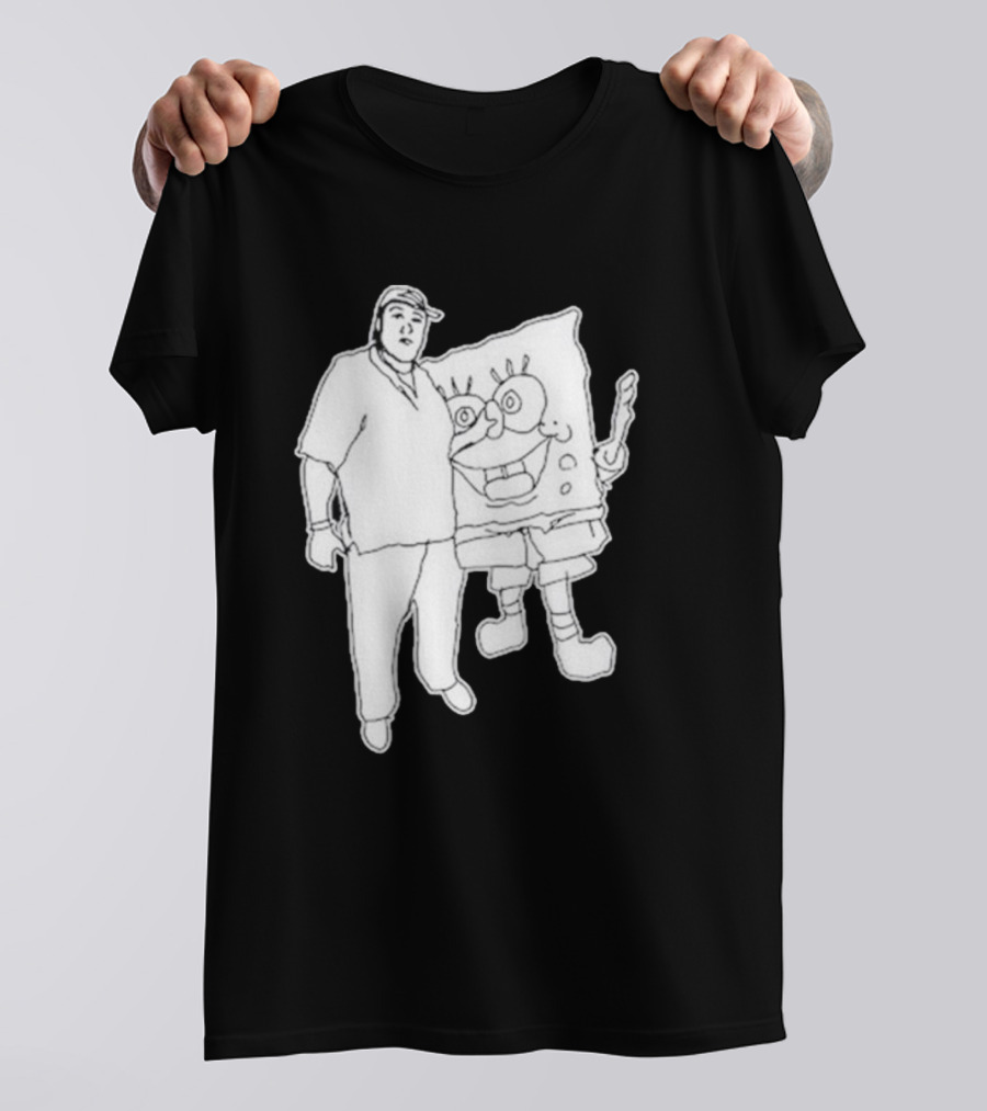 Fake Handshake Tony Spongebob Duo Outline T-Shirt