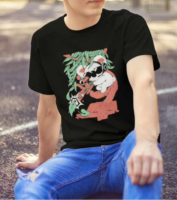 Flyquest Leaf Me Alone Koala Sniper On Tree Branch With Sunglasses And Headphones T-Shirt