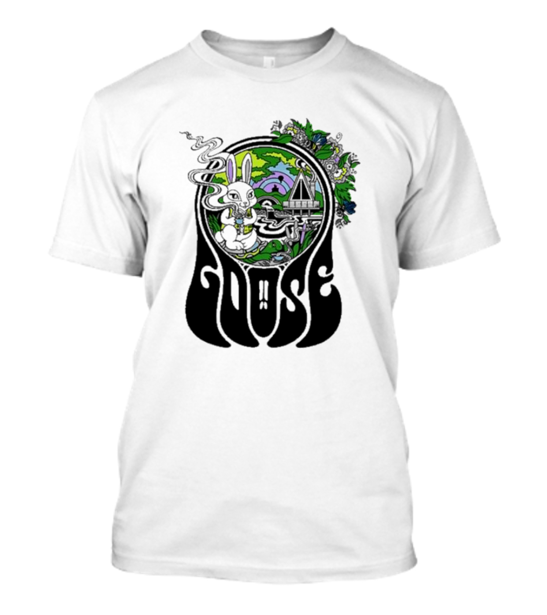 Goose Wonderland Psychedelic Rabbit Forest Portal T-Shirt