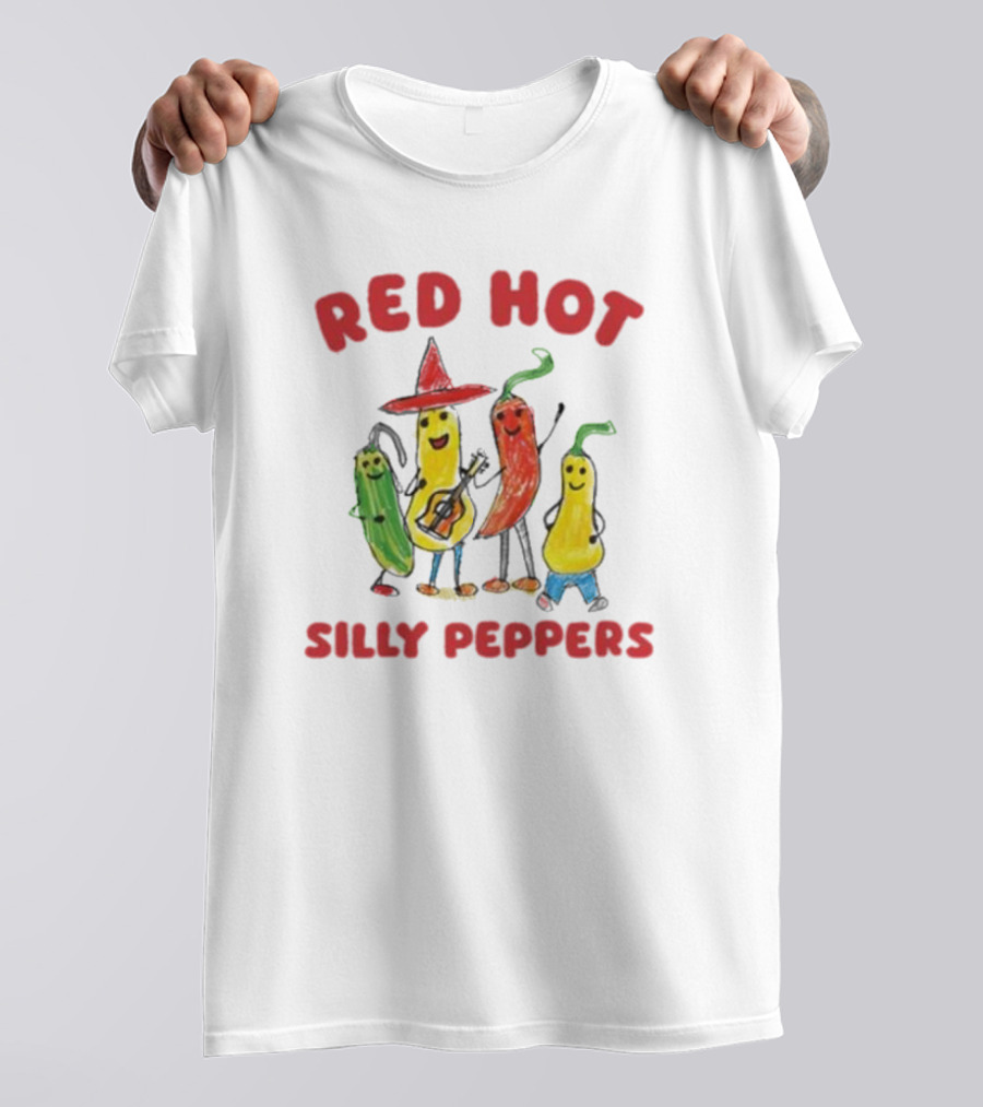 Sillycityco Red Hot Silly Peppers Cartoon Band Characters T-Shirt