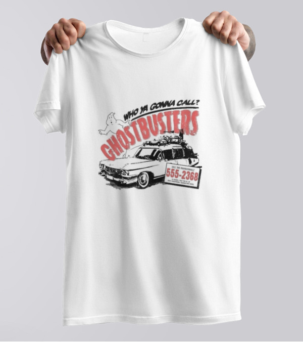 Who Ya Gonna Call Ghostbusters 555 2368 Ectomobile Ghost T-Shirt