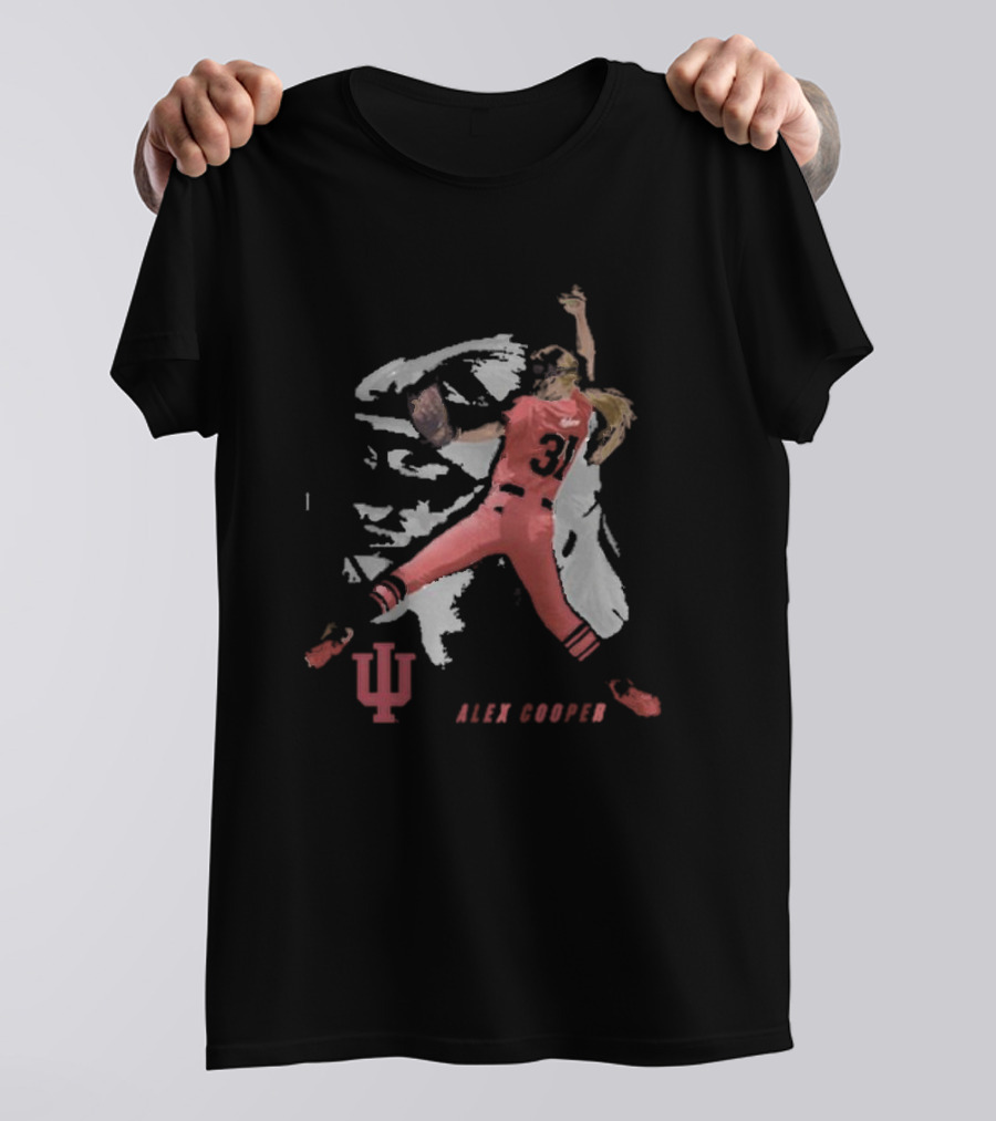 Alex Cooper Windup Baseball Indiana University Pitcher In Red Uniform T-Shirt