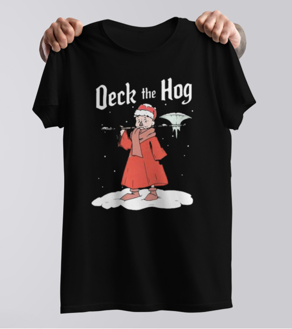 Bilmuri Deck The Hog Christmas Santa Ice Bonk Snow Fantasy T-Shirt
