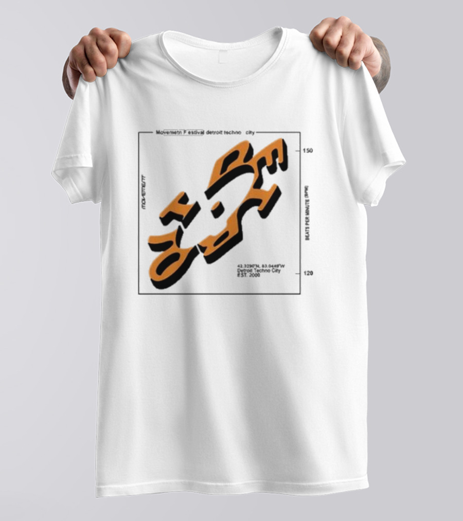 Movement Festival Detroit Techno City EST 2000 45 Heavy Latitude Longitude Coordinates T-Shirt