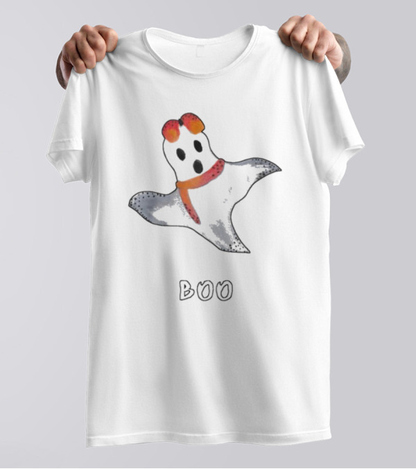 Boo Orange Black White Ghost Halloween T-Shirt