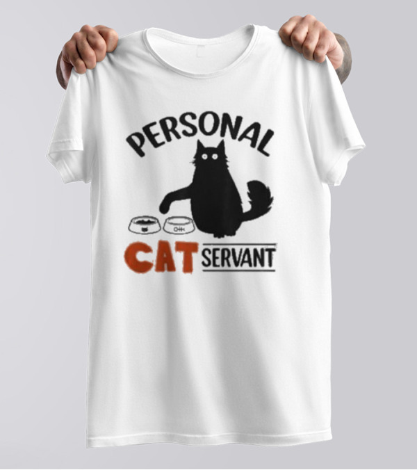 PERSONAL CAT SERVANT WITH PET FOOD BOWLS T-Shirt