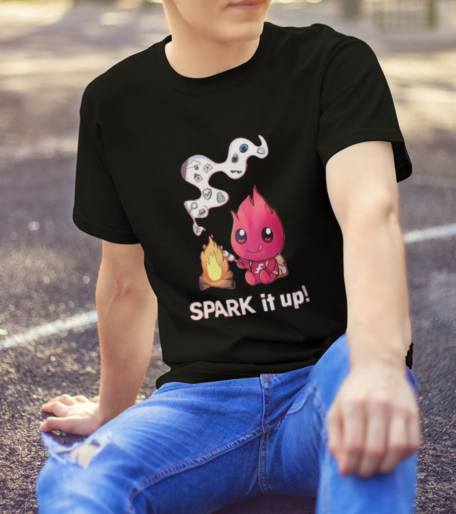Spark It Up Cute Child Fire Roasting Marshmallow With Iconic Symbols T-Shirt