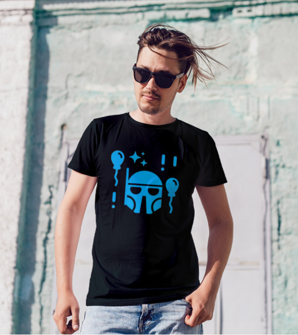 Boba Fett Helmet With Balloons And Stars Youth Star Wars Day T-Shirt