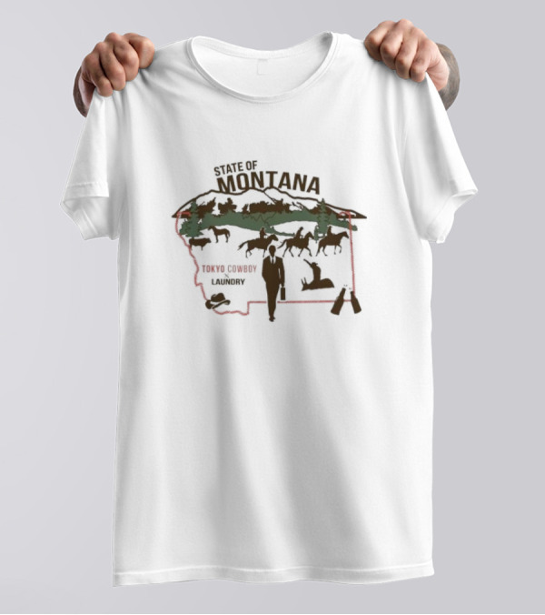 State Of Montana Tokyo Cowboy Laundry Pastoral Scene T-Shirt