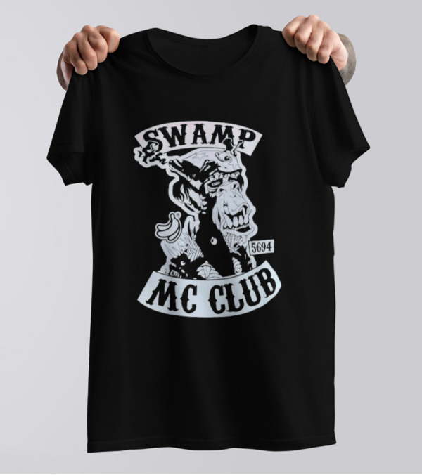 Swamp MC Club 5694 Gorilla Skull Motorcycle Emblem T-Shirt