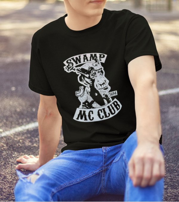 Swamp MC Club 5694 Gorilla Skull Motorcycle Emblem T-Shirt