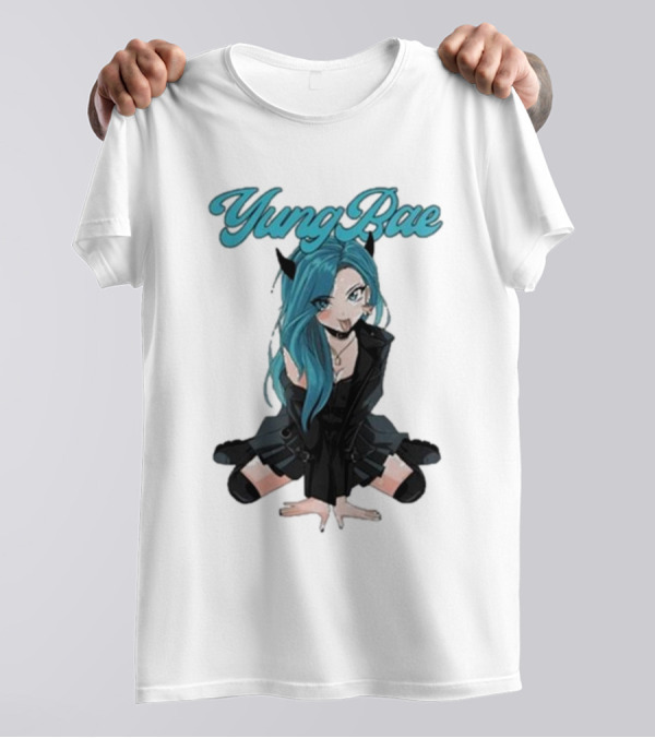 Yung Rae Blue-Haired Goth Anime Girl T-Shirt