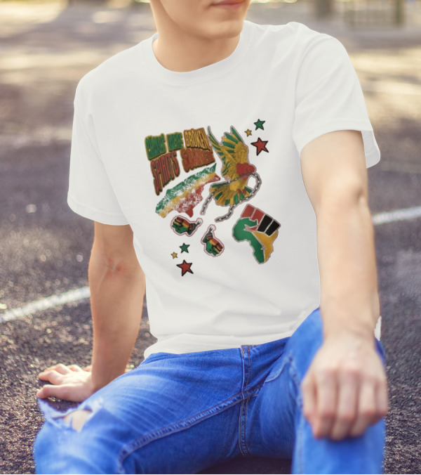 Chains Were Broken Spirits Soared Rasta Colors Fist Bird Stars T-Shirt