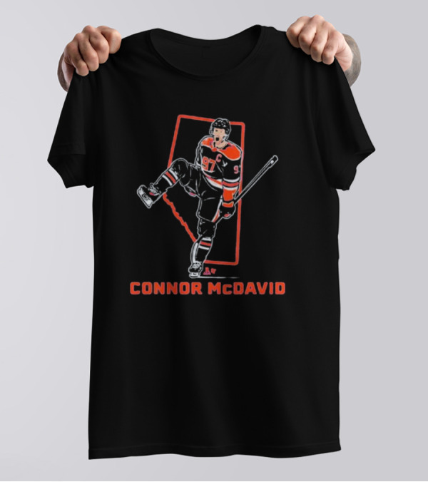 Connor McDavid Hockey Player 97 Canada Map Outline T-Shirt