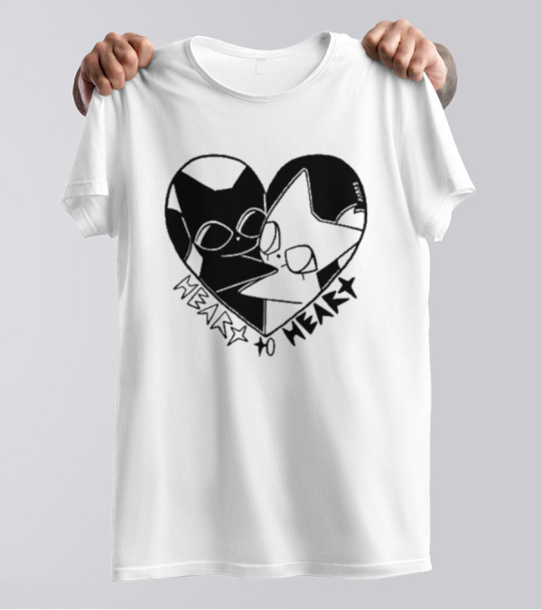 Heart To Heart Everpress Black And White Cat T-Shirt