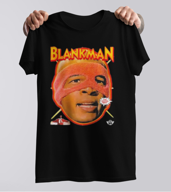 Blankman Heroic Arrival To Save Your Butt With Iconic Masked Superhero Image T-Shirt