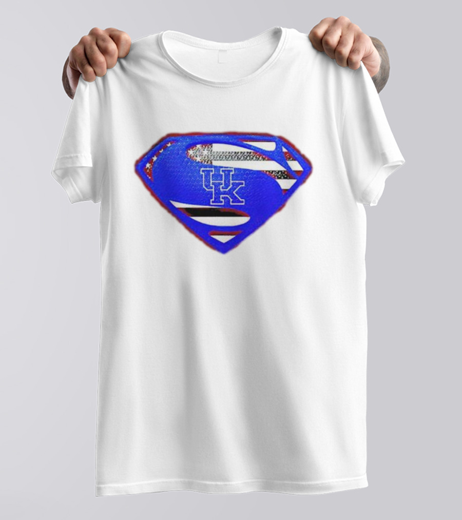 Kentucky Wildcats Logo USA Flag Superman Shield T-Shirt