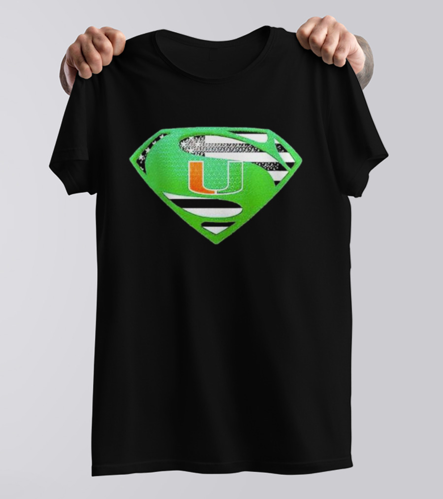 Miami Hurricanes USA Flag Superman T-Shirt