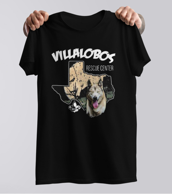 Villalobos Rescue Center Texas Map And Wolf T-Shirt