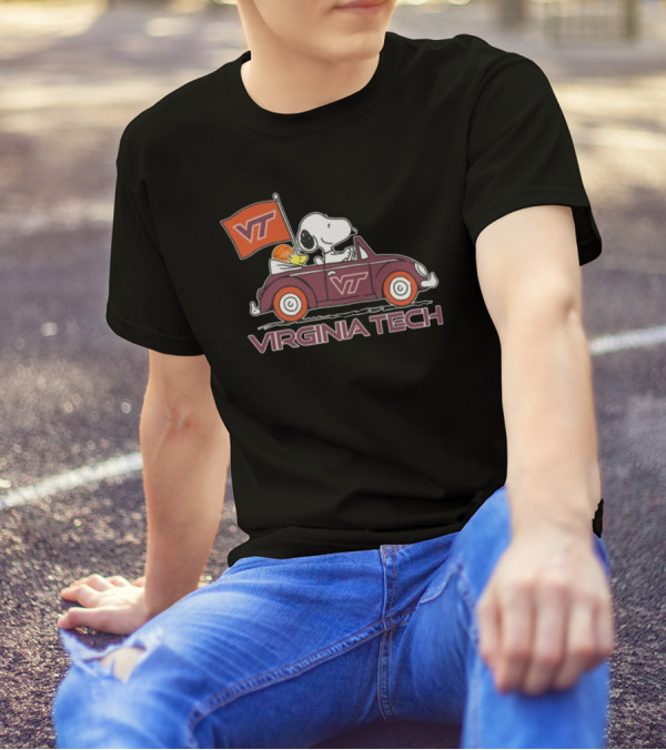 Virginia Tech Hokies Snoopy VT Car Flag Fan T-Shirt
