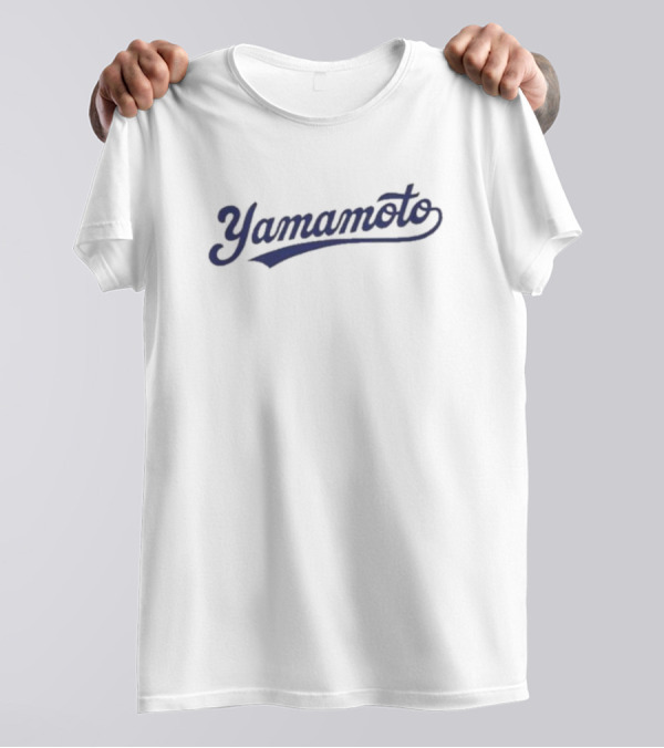 Yoshinobu Yamamoto Yamamoto Blue Script Font T-Shirt