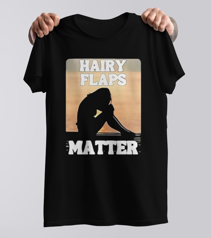 Hairy Flaps Matter Silhouette On Beach Background T-Shirt