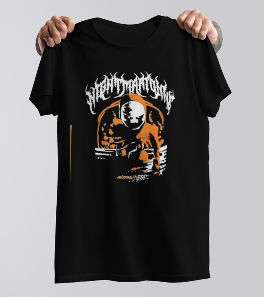 Nightmarionne Horror Puppet Creepy Mask Orange Black T-Shirt