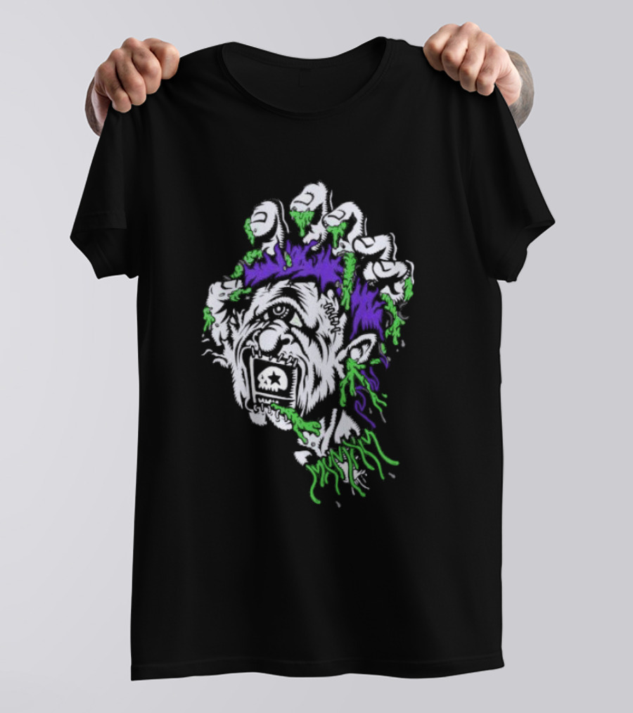 Santa Cruz X Mxmxm Screaming Head Zombie Cyclops Mutant Purple Green Hair Five Finger Monster T-Shirt